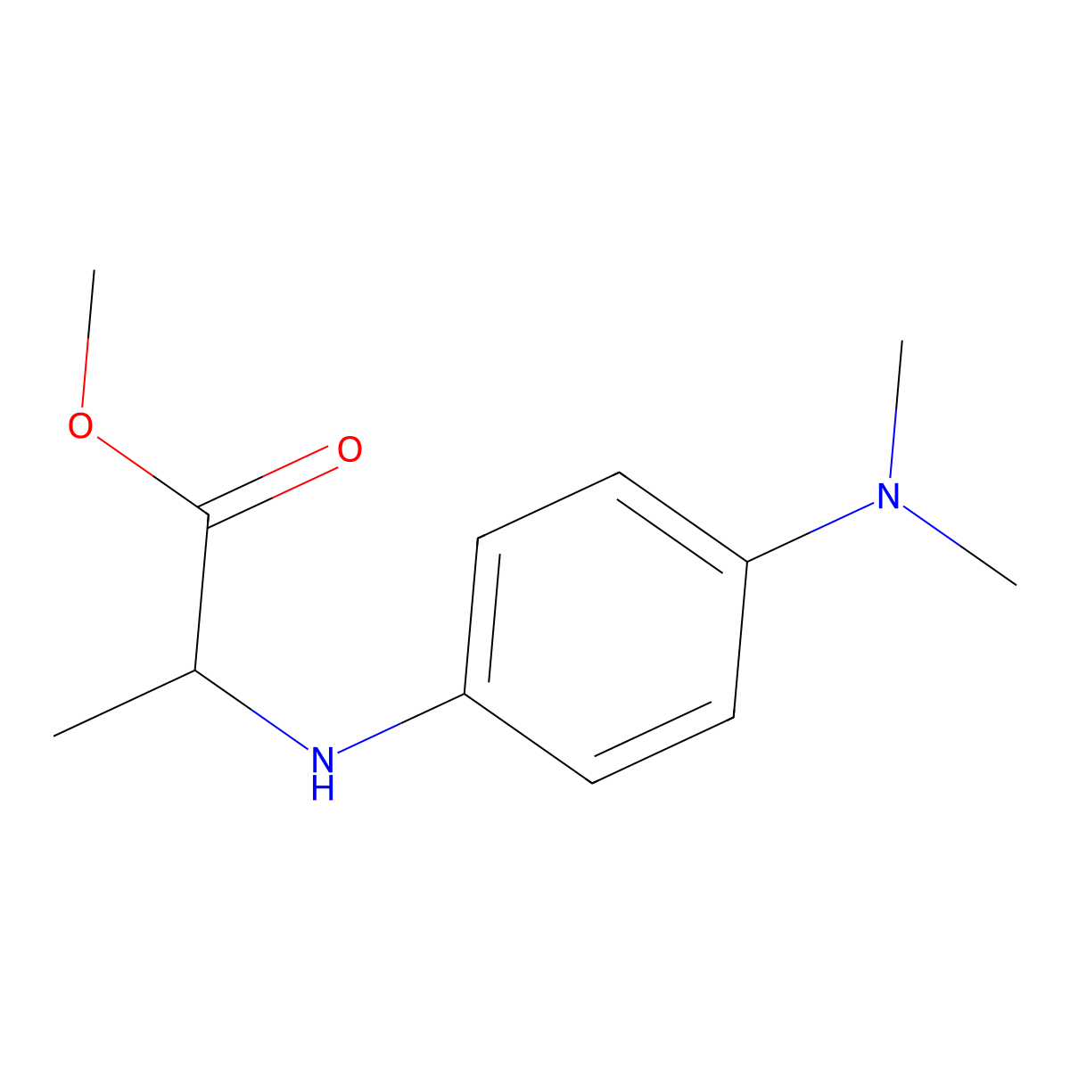Methyl 2-((4-(dimethylamino)phenyl)amino)propanoate molecular structure, CAS 1485737-73-2