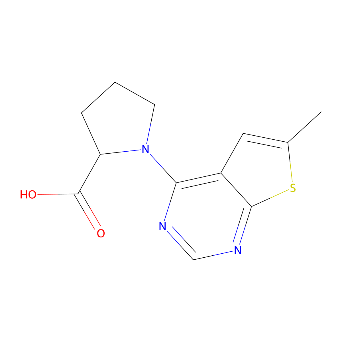 1-(6-Methylthieno(2,3-d)pyrimidin-4-yl)pyrrolidine-2-carboxylic acid molecular structure, CAS 1485739-36-3