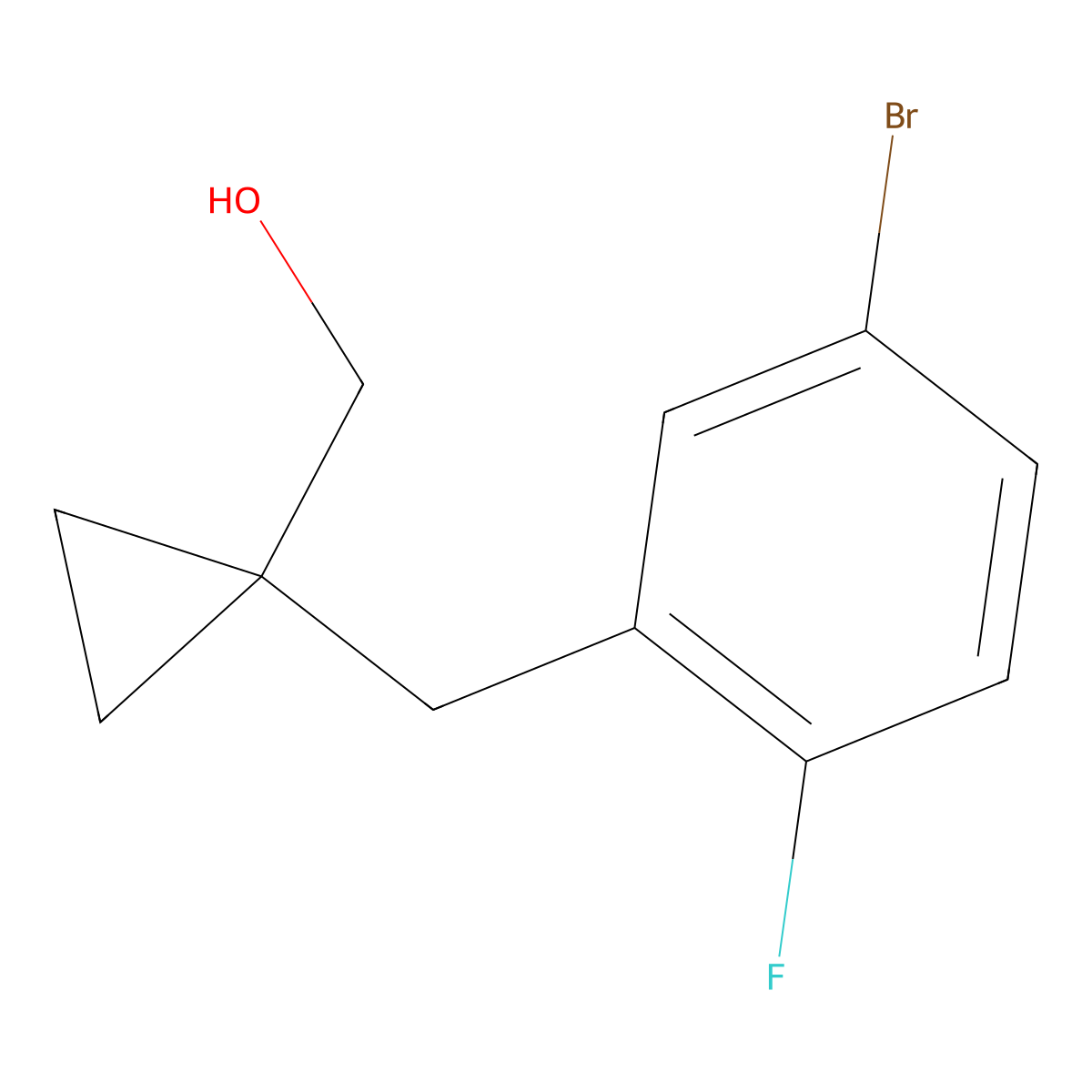 (1-(5-Bromo-2-fluorobenzyl)cyclopropyl)methanol molecular structure, CAS 1485739-45-4