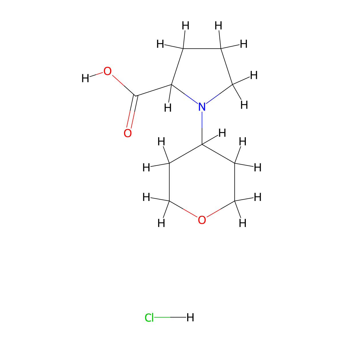 1-(Oxan-4-yl)pyrrolidine-2-carboxylic acid hydrochloride molecular structure, CAS 1485748-35-3