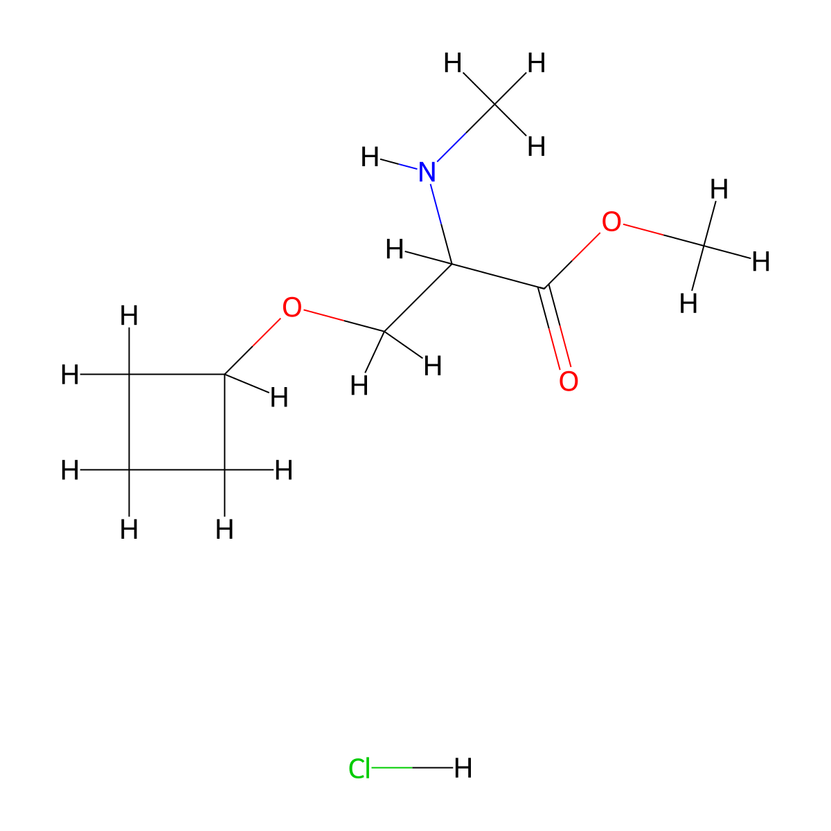 Methyl 3-cyclobutoxy-2-(methylamino)propanoate hydrochloride molecular structure, CAS 1485749-12-9
