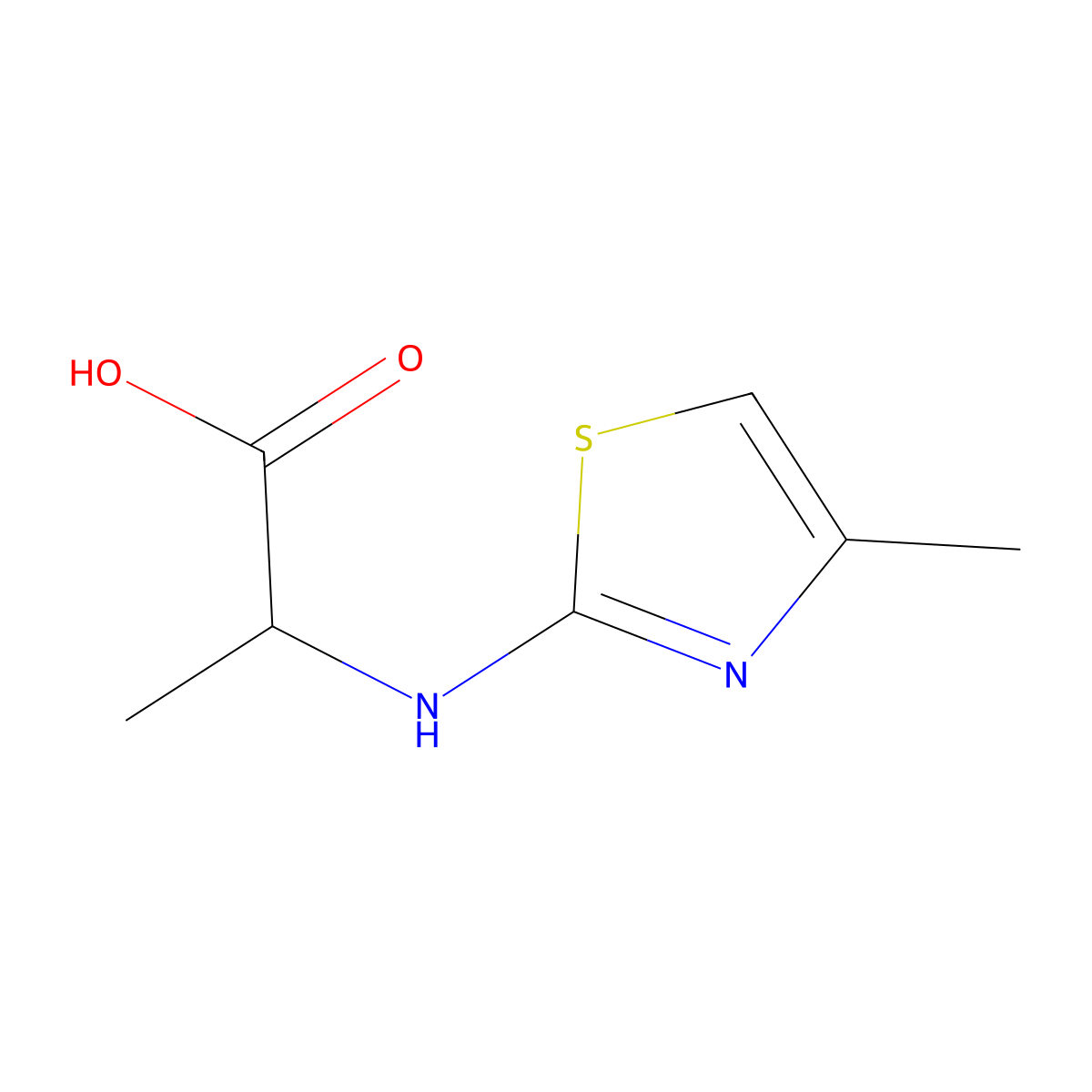 2-((4-Methyl-1,3-thiazol-2-yl)amino)propanoic acid molecular structure, CAS 1485749-64-1