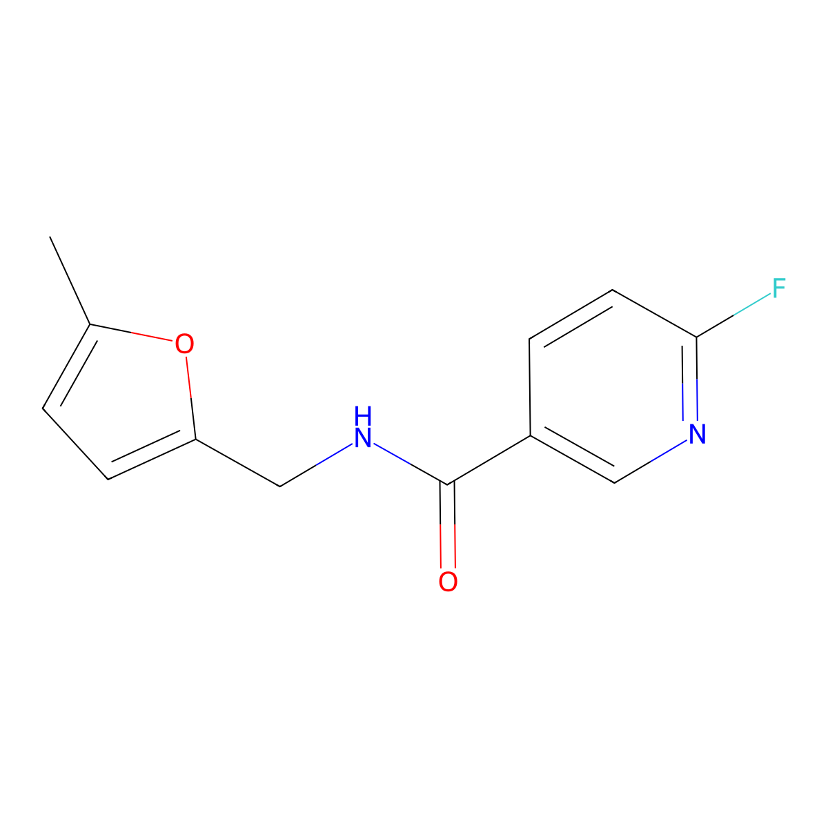 6-fluoro-N-[(5-methylfuran-2-yl)methyl]pyridine-3-carboxamide molecular structure, CAS 1485749-88-9