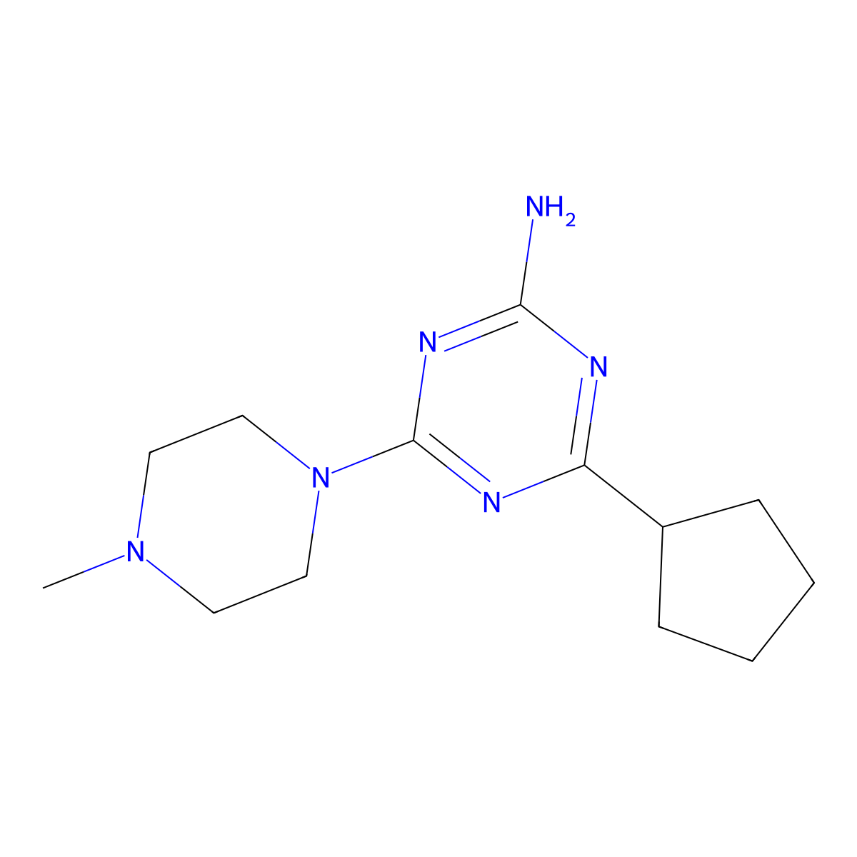 4-Cyclopentyl-6-(4-methylpiperazin-1-yl)-1,3,5-triazin-2-amine molecular structure, CAS 1485769-69-4