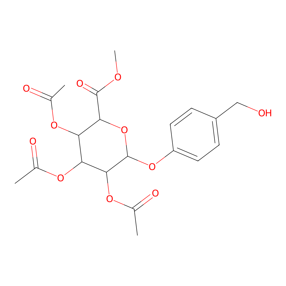 b-D-Glucopyranosiduronic acid, 4-(hydroxymethyl)phenyl, methyl ester,2,3,4-triacetate molecular structure, CAS 148579-57-1
