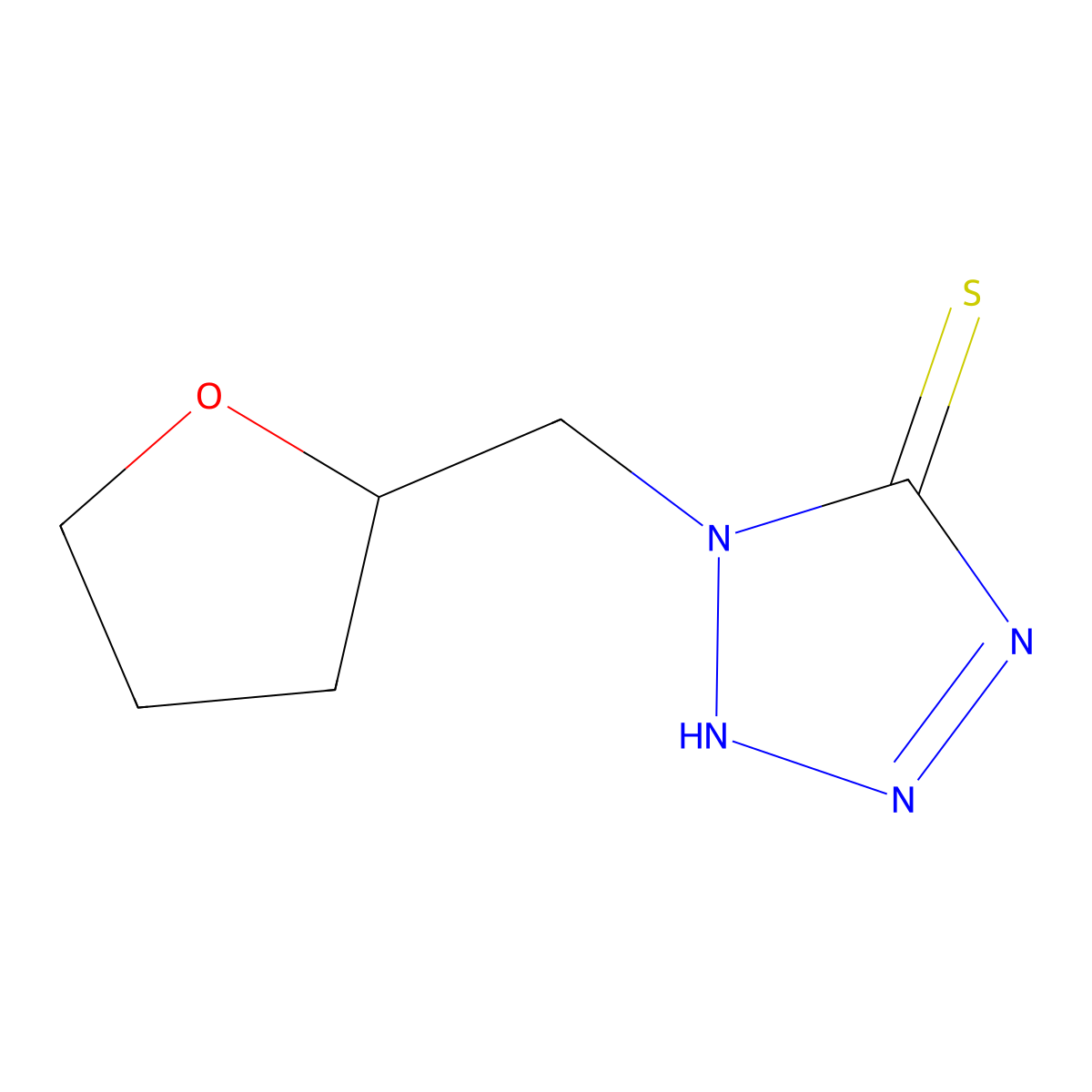 1-(tetrahydrofuran-2-ylmethyl)-1H-tetrazole-5-thiol molecular structure, CAS 148580-41-0