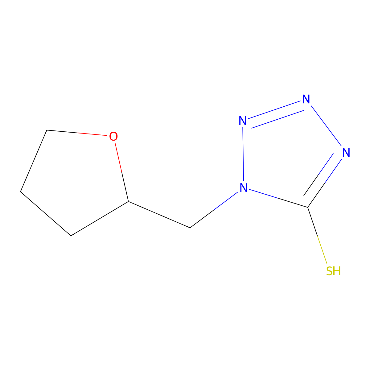 1-(tetrahydrofuran-2-ylmethyl)-1H-tetrazole-5-thiol molecular structure, CAS 148580-41-0