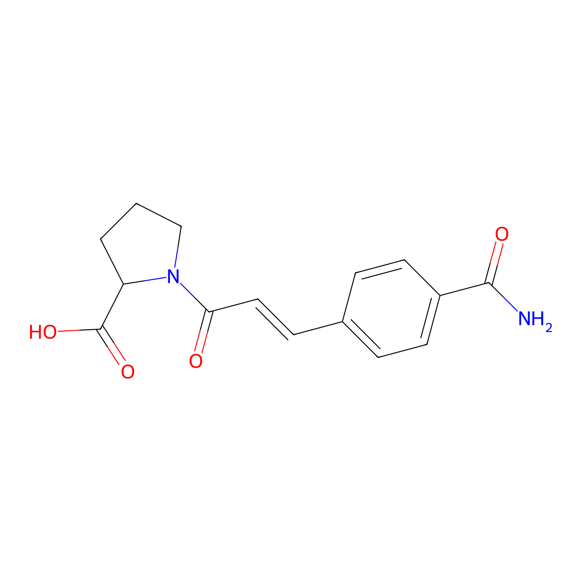 1-[3-(4-Carbamoylphenyl)prop-2-enoyl]pyrrolidine-2-carboxylic acid molecular structure, CAS 1485808-95-4