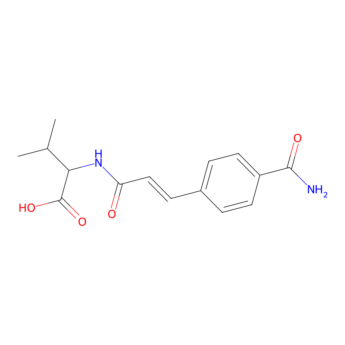 2-[3-(4-Carbamoylphenyl)prop-2-enamido]-3-methylbutanoic acid molecular structure, CAS 1485818-00-5