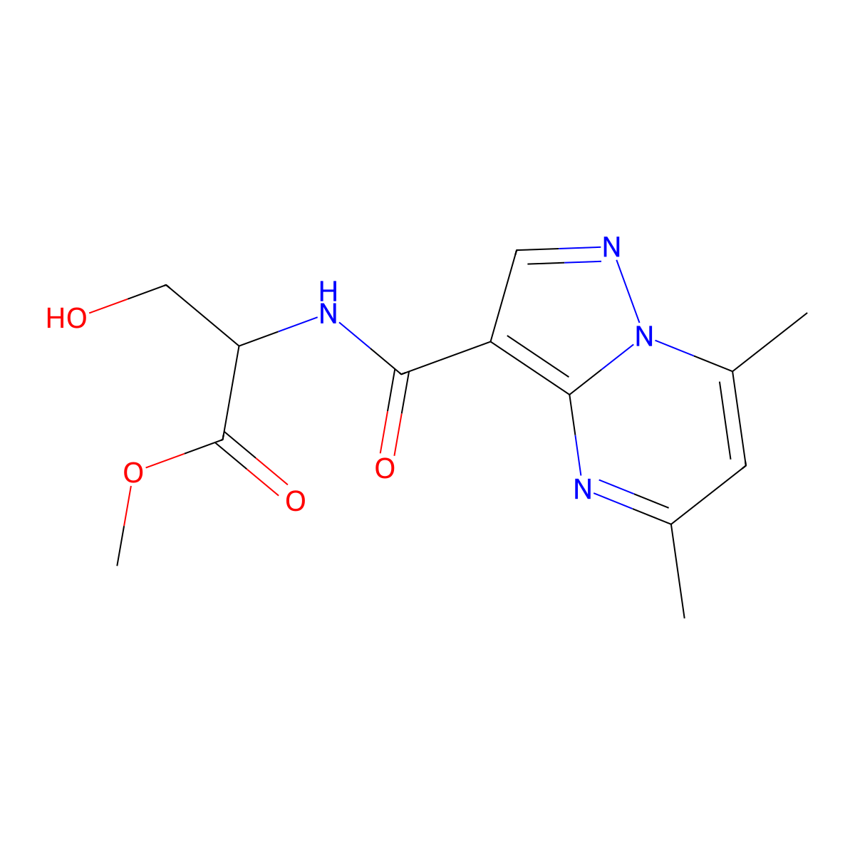 Methyl 2-({5,7-dimethylpyrazolo[1,5-a]pyrimidin-3-yl}formamido)-3-hydroxypropanoate molecular structure, CAS 1485818-04-9