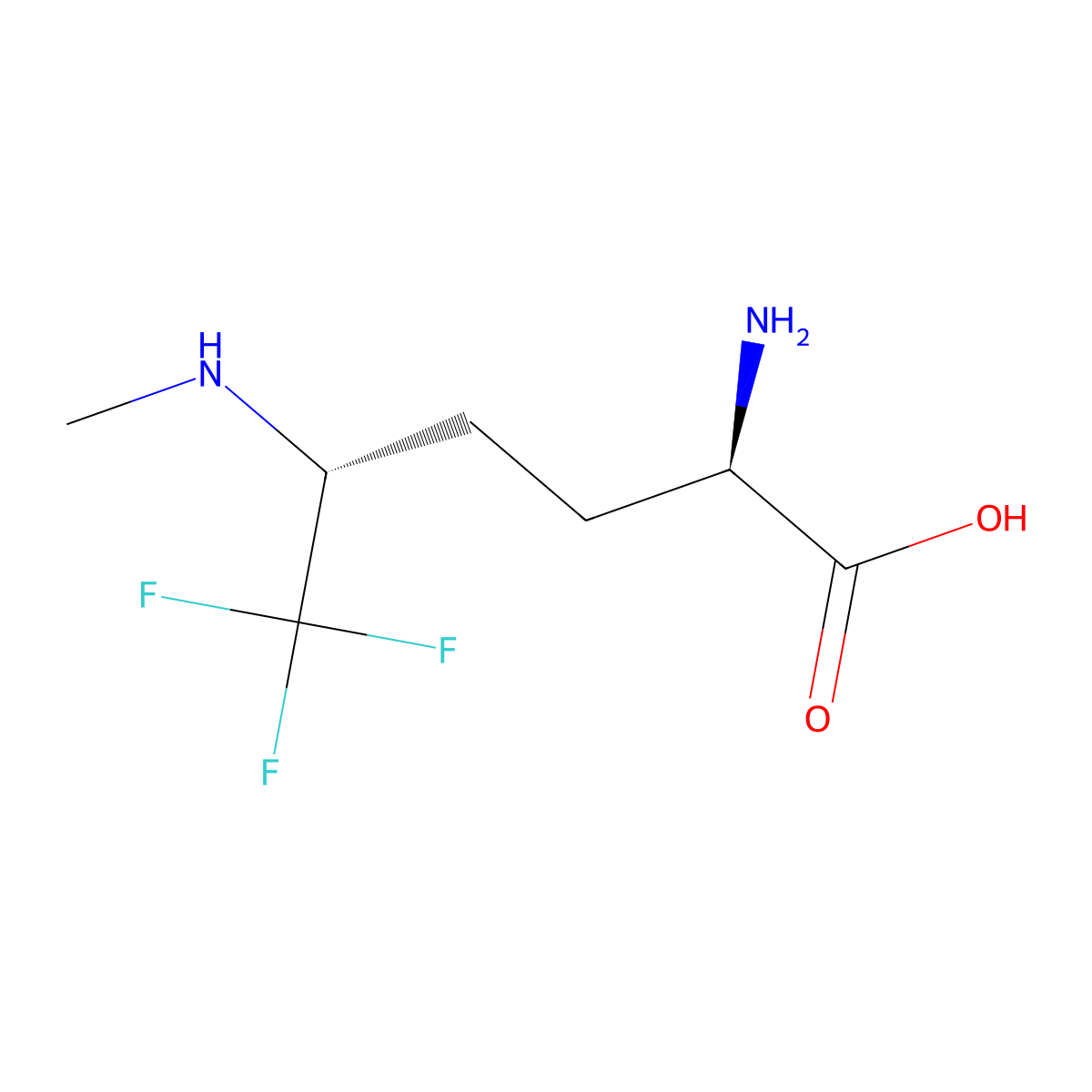 (2R,5R)-2-Amino-6,6,6-trifluoro-5-(methylamino)hexanoic acid molecular structure, CAS 1485827-06-2