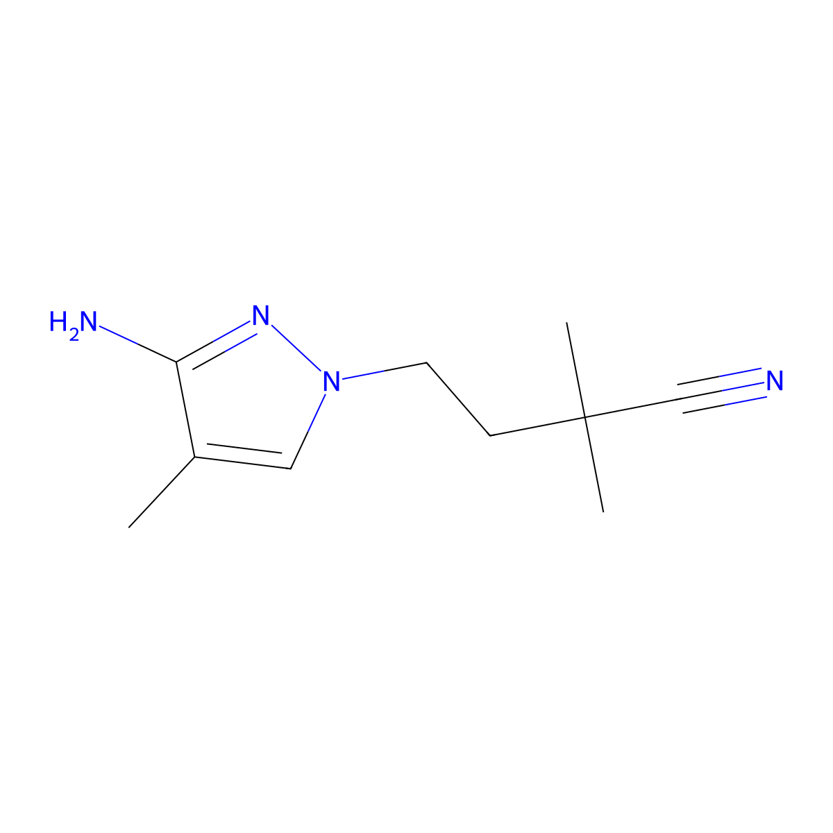 4-(3-Amino-4-methyl-1H-pyrazol-1-YL)-2,2-dimethylbutanenitrile molecular structure, CAS 1485855-11-5