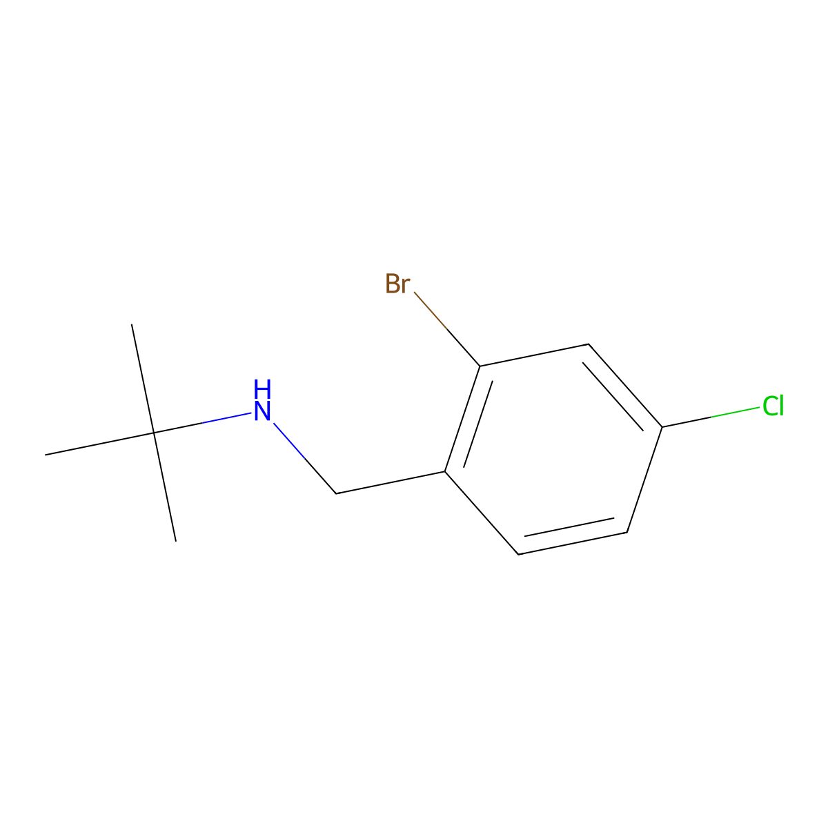 [(2-Bromo-4-chlorophenyl)methyl](tert-butyl)amine molecular structure, CAS 1485856-95-8