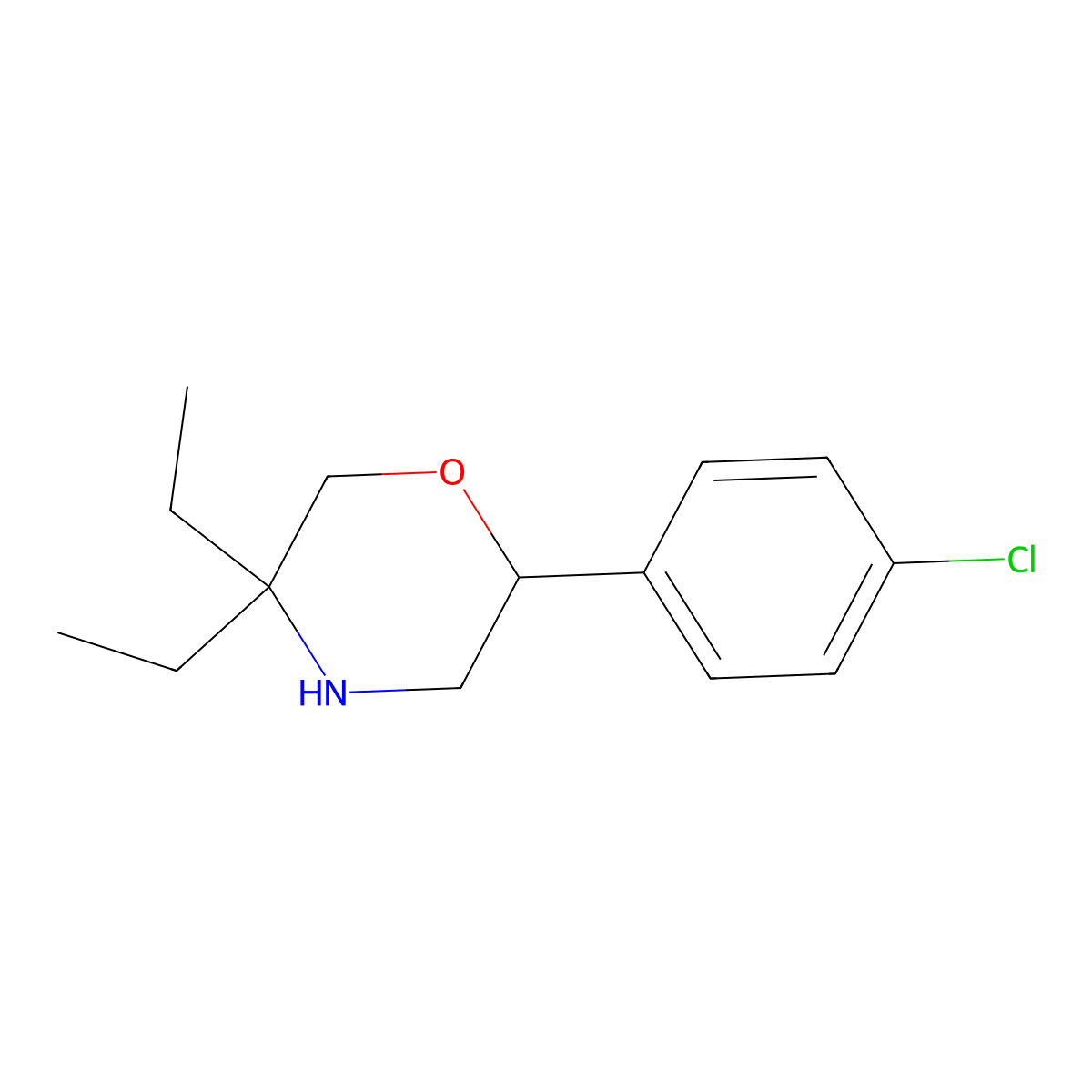 2-(4-Chlorophenyl)-5,5-diethylmorpholine molecular structure, CAS 1485862-01-8