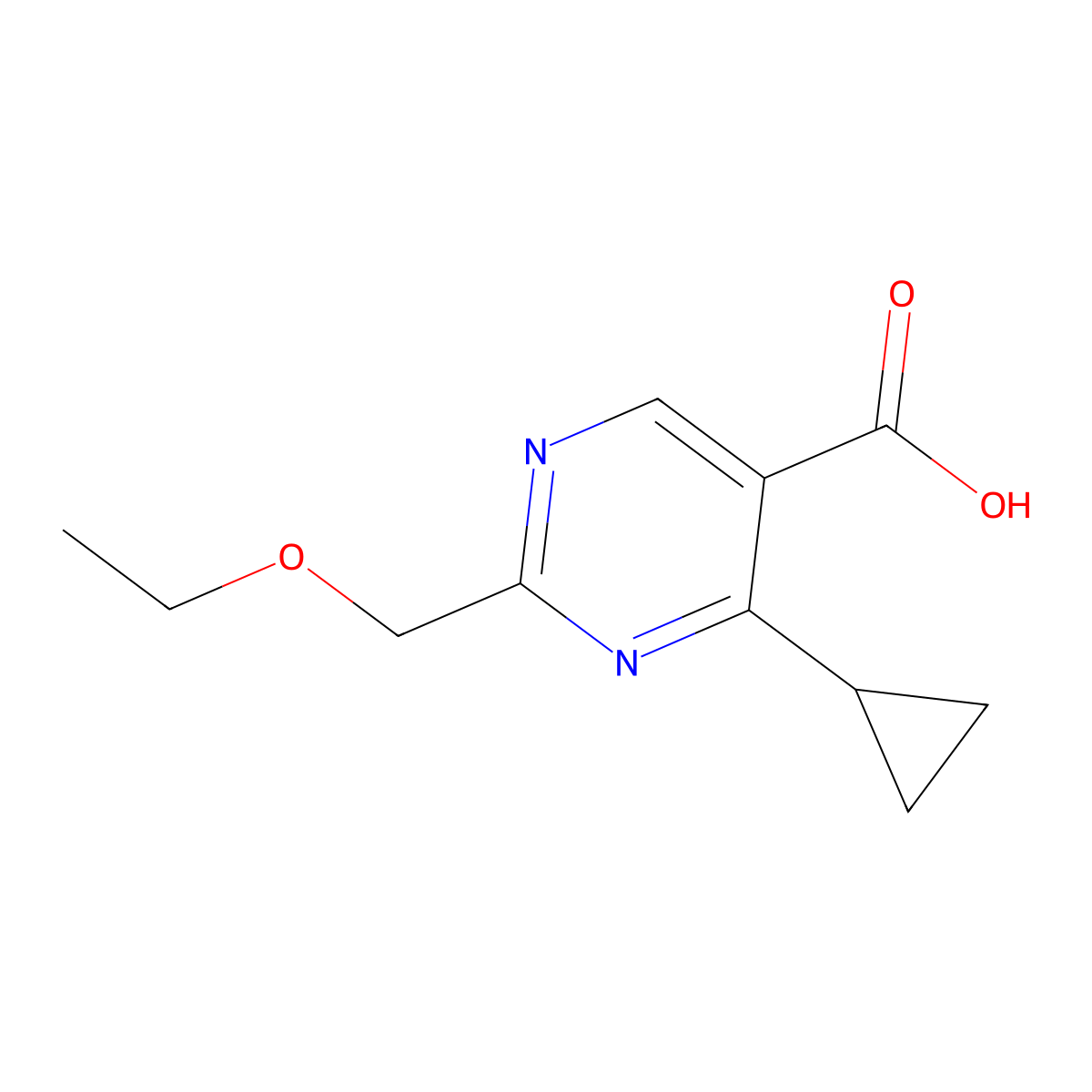 4-Cyclopropyl-2-(ethoxymethyl)pyrimidine-5-carboxylic acid molecular structure, CAS 1485874-99-4
