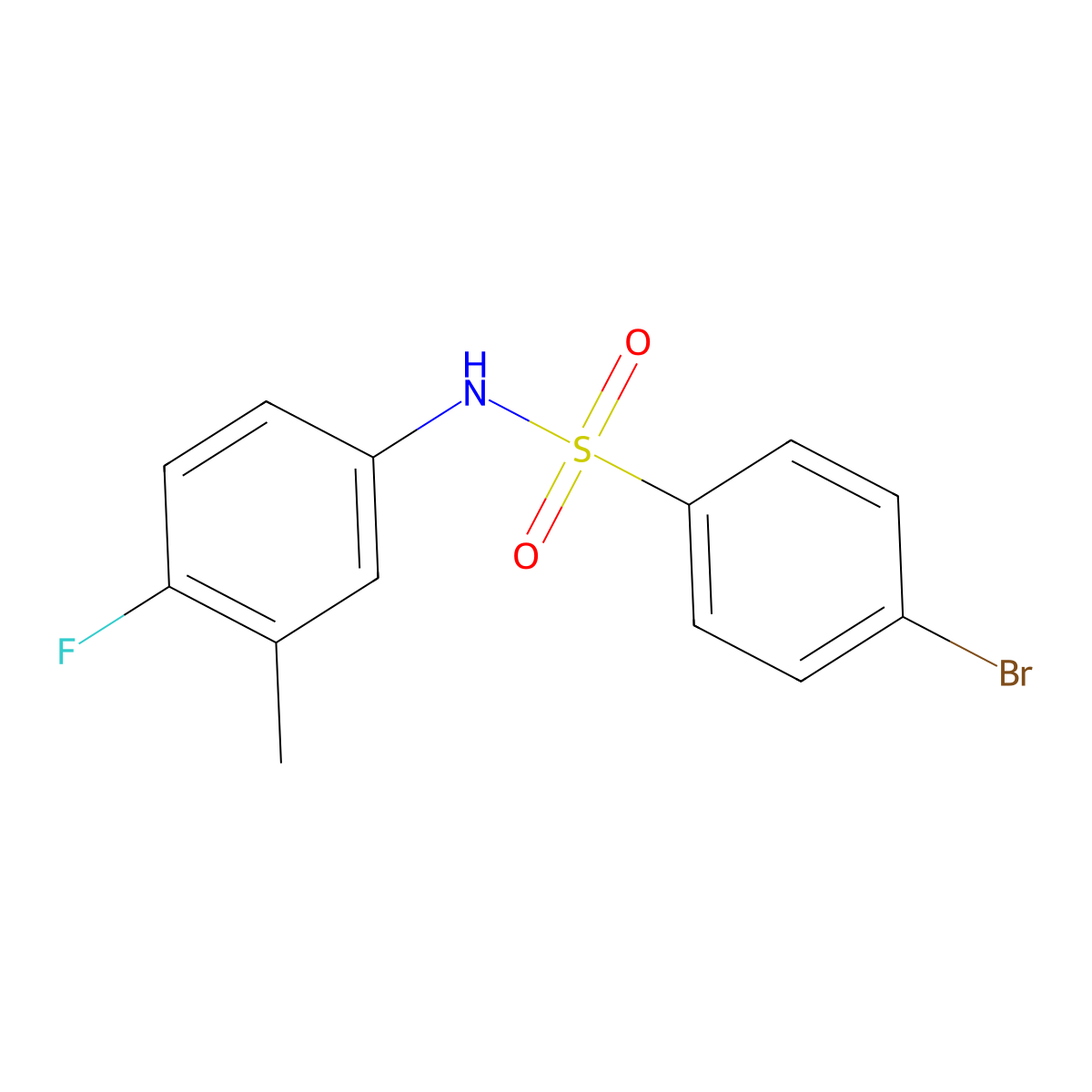 4-bromo-N-(4-fluoro-3-methylphenyl)benzene-1-sulfonamide molecular structure, CAS 1485880-01-0