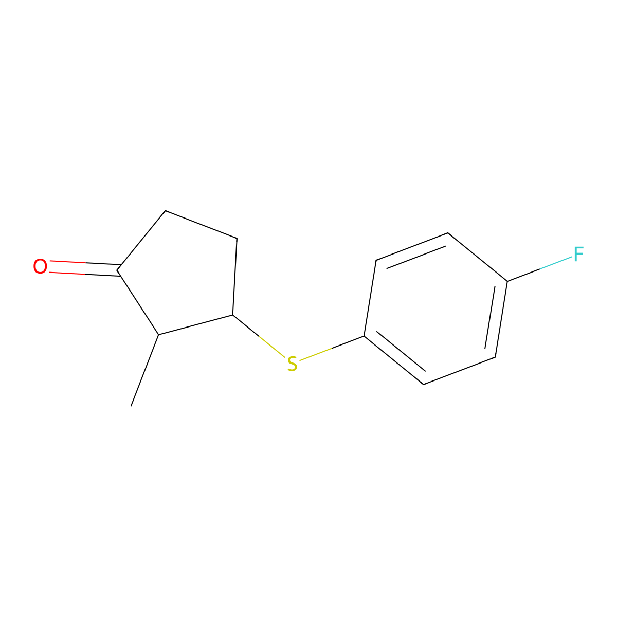 3-[(4-Fluorophenyl)sulfanyl]-2-methylcyclopentan-1-one molecular structure, CAS 1485888-97-8