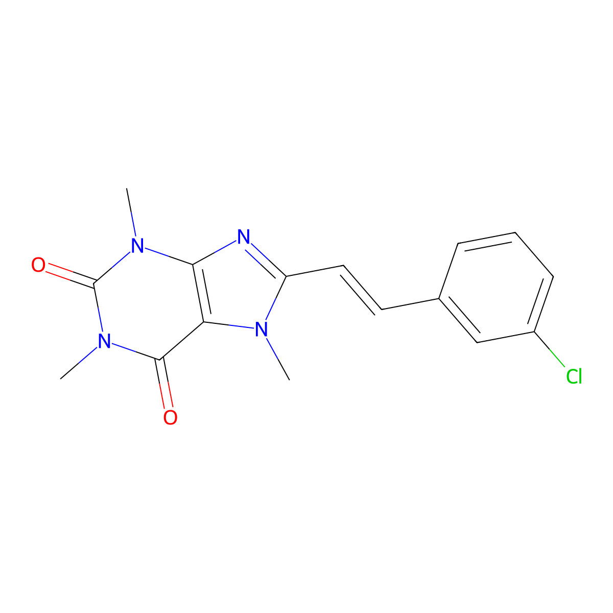 8-(3-Chlorostyryl)caffeine molecular structure, CAS 148589-13-3