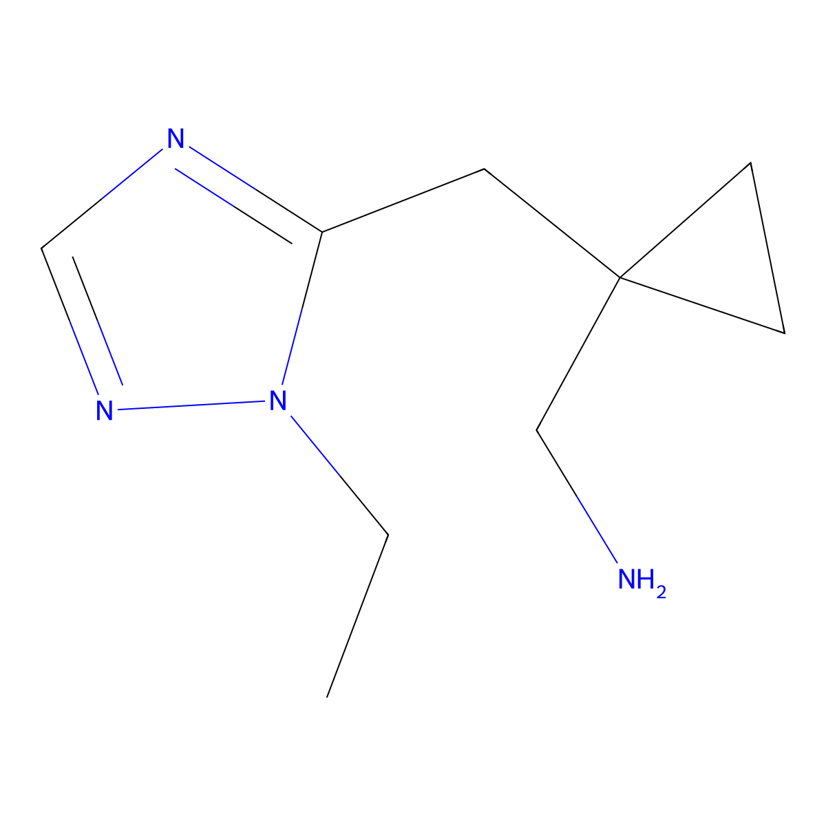 (1-((1-Ethyl-1h-1,2,4-triazol-5-yl)methyl)cyclopropyl)methanamine molecular structure, CAS 1485893-36-4