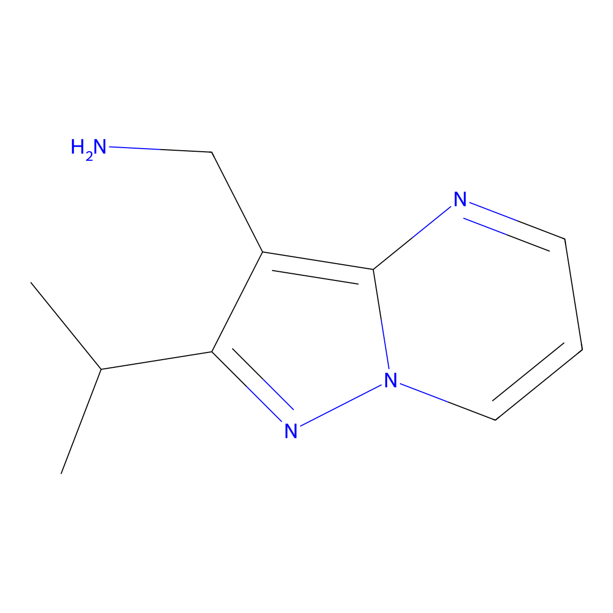 (2-Isopropylpyrazolo[1,5-a]pyrimidin-3-yl)methanamine molecular structure, CAS 1485896-55-6