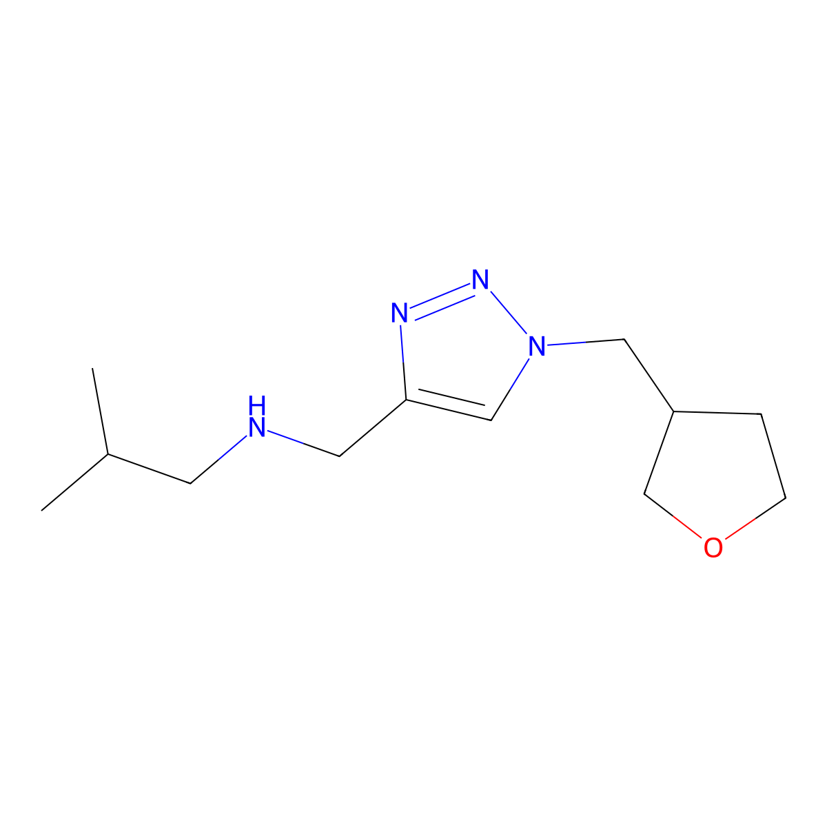 (2-methylpropyl)({1-[(oxolan-3-yl)methyl]-1H-1,2,3-triazol-4-yl}methyl)amine molecular structure, CAS 1485933-83-2