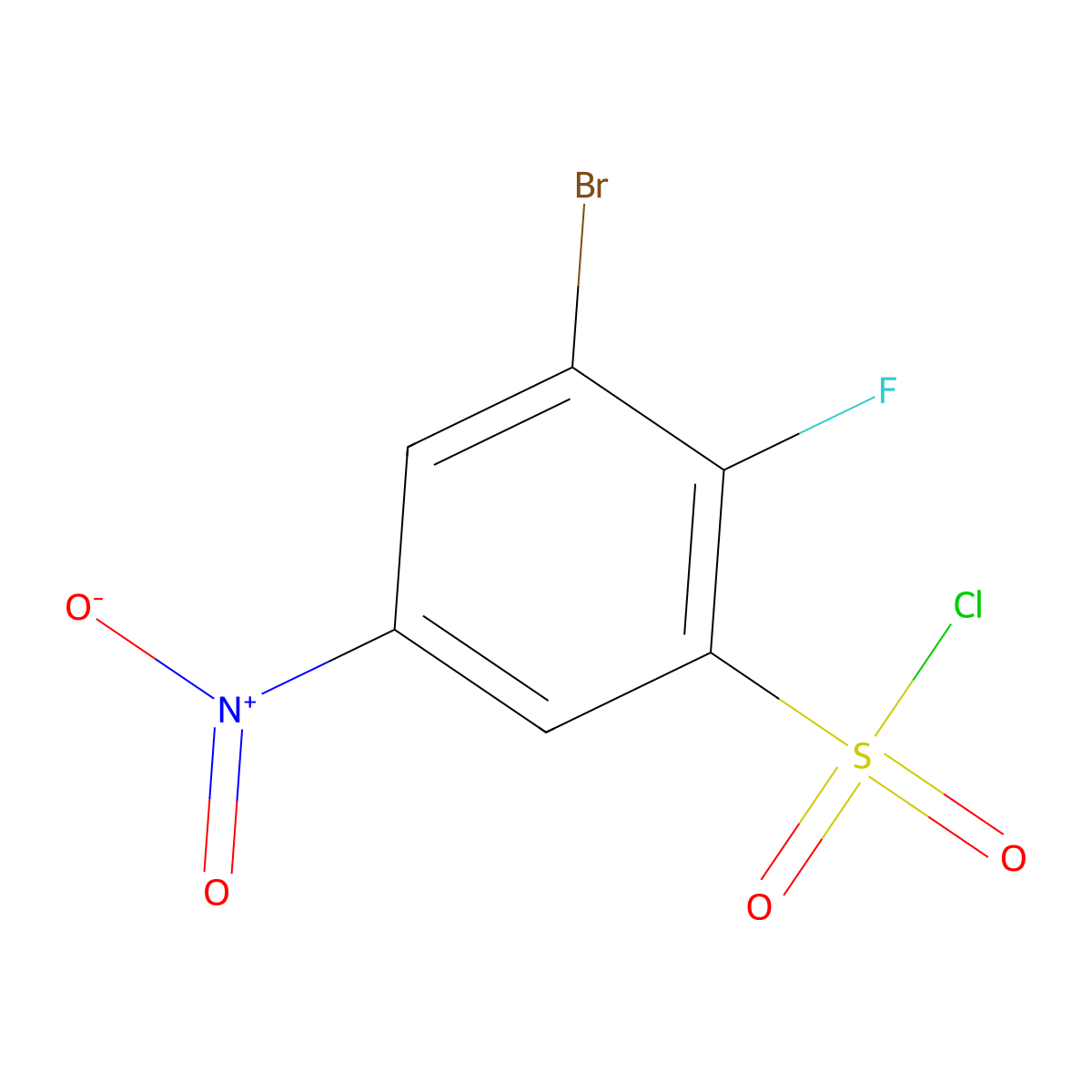 3-Bromo-2-fluoro-5-nitrobenzene-1-sulfonyl chloride molecular structure, CAS 1485934-45-9
