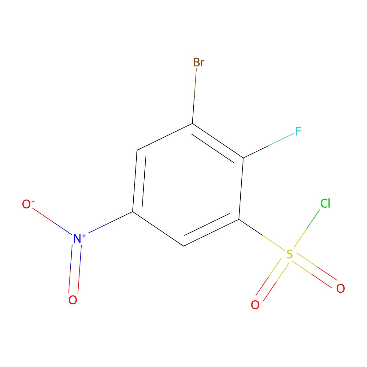 3-Bromo-2-fluoro-5-nitrobenzene-1-sulfonyl chloride molecular structure, CAS 1485934-45-9