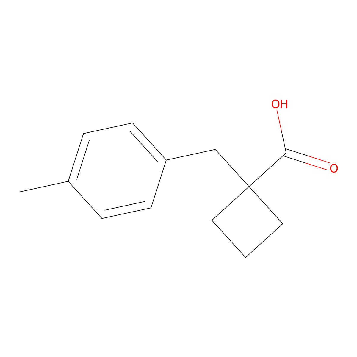 1-[(4-Methylphenyl)methyl]cyclobutane-1-carboxylic acid molecular structure, CAS 1485944-77-1