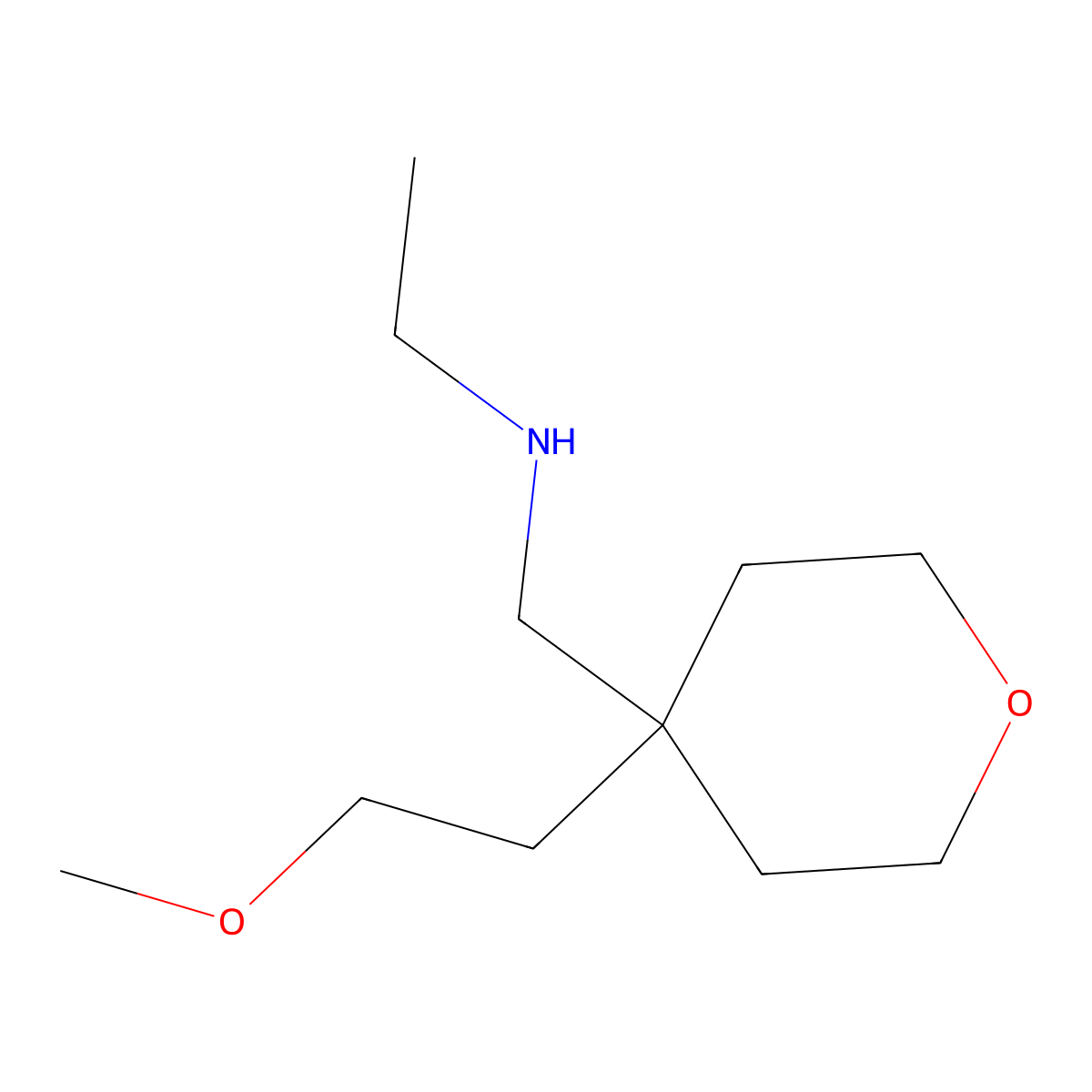 Ethyl({[4-(2-methoxyethyl)oxan-4-yl]methyl})amine molecular structure, CAS 1485959-63-4