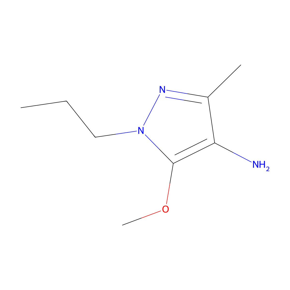 5-methoxy-3-methyl-1-propyl-1H-pyrazol-4-amine molecular structure, CAS 1485967-50-7