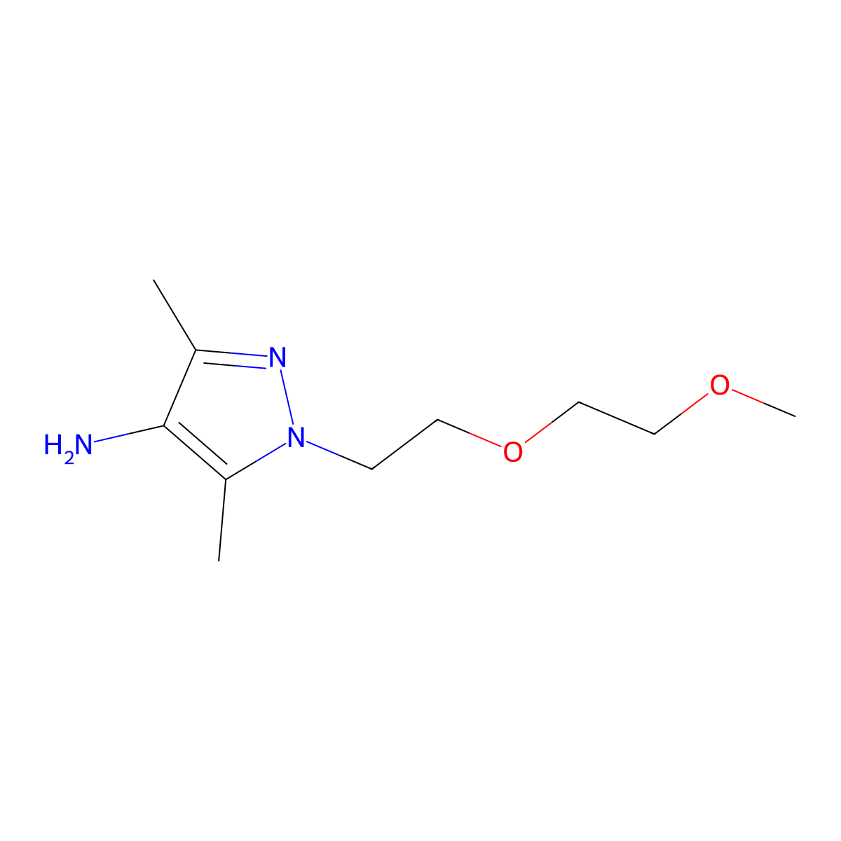 1-(2-(2-Methoxyethoxy)ethyl)-3,5-dimethyl-1h-pyrazol-4-amine molecular structure, CAS 1485989-39-6