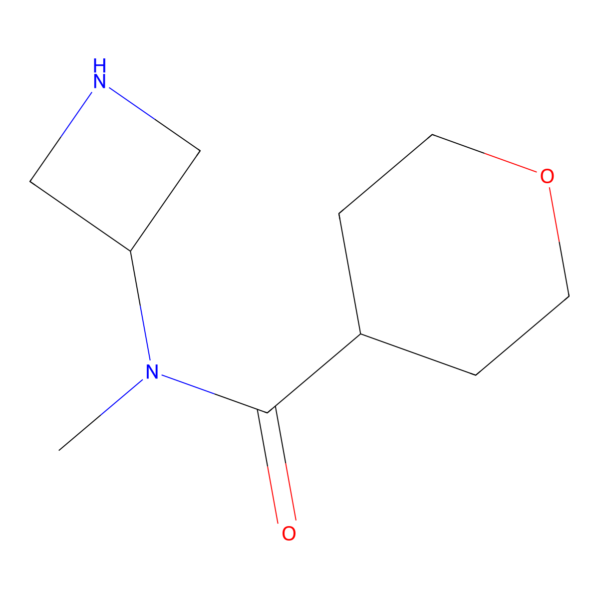 N-(Azetidin-3-yl)-N-methyltetrahydro-2H-pyran-4-carboxamide molecular structure, CAS 1485995-33-2