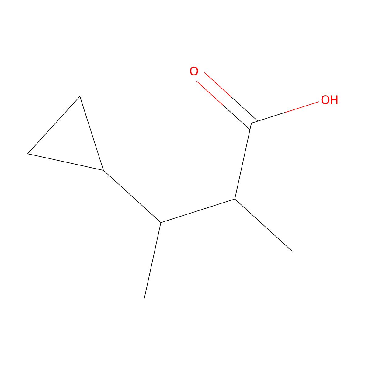 3-Cyclopropyl-2-methylbutanoic acid molecular structure, CAS 1485998-80-8