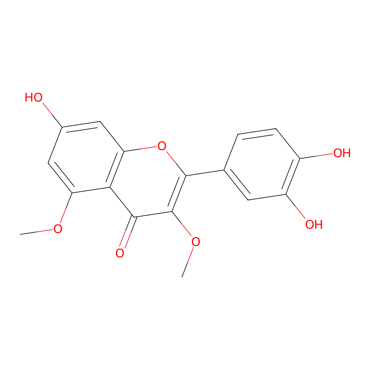 2-(3,4-Dihydroxyphenyl)-7-hydroxy-3,5-dimethoxy-4H-1-benzopyran-4-one molecular structure, CAS 1486-66-4