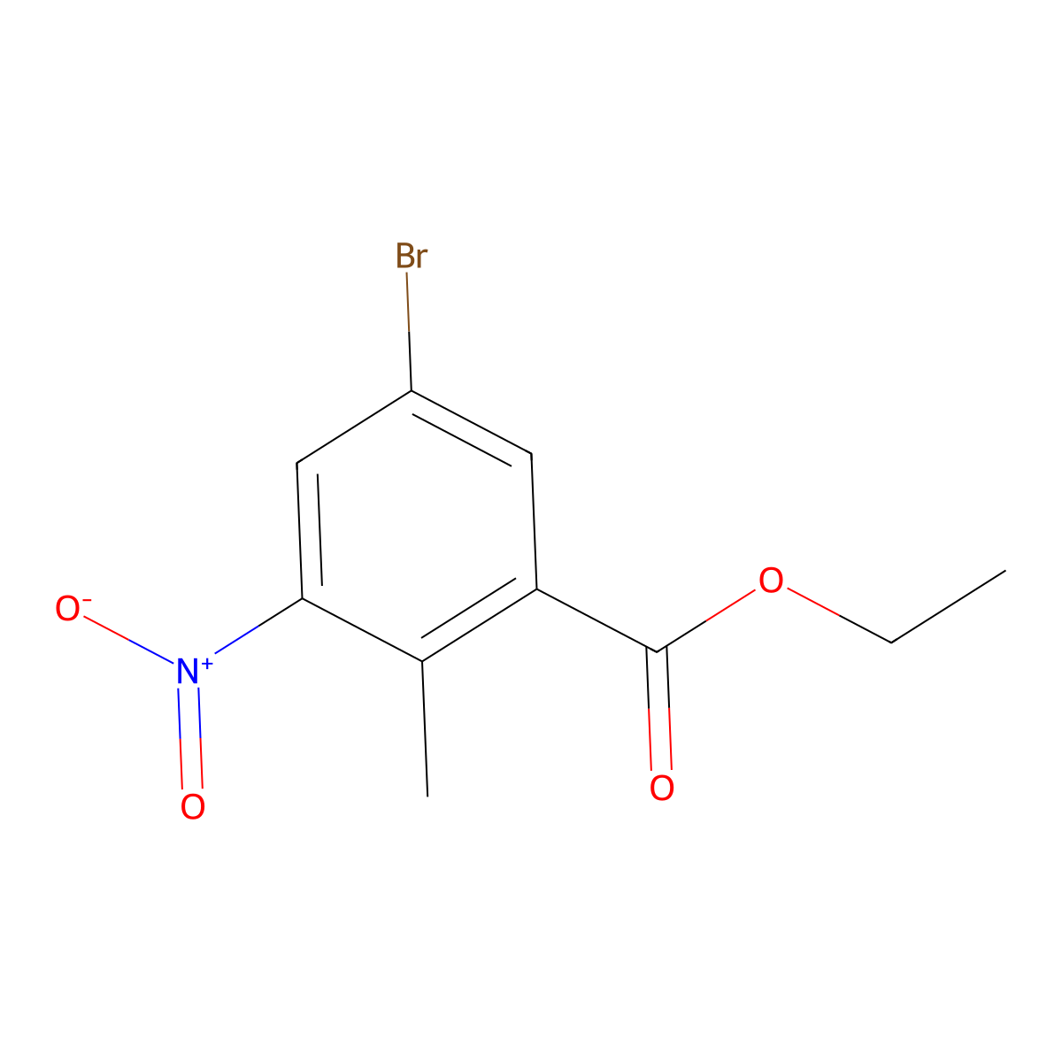 Ethyl 5-bromo-2-methyl-3-nitrobenzoate molecular structure, CAS 1486006-34-1
