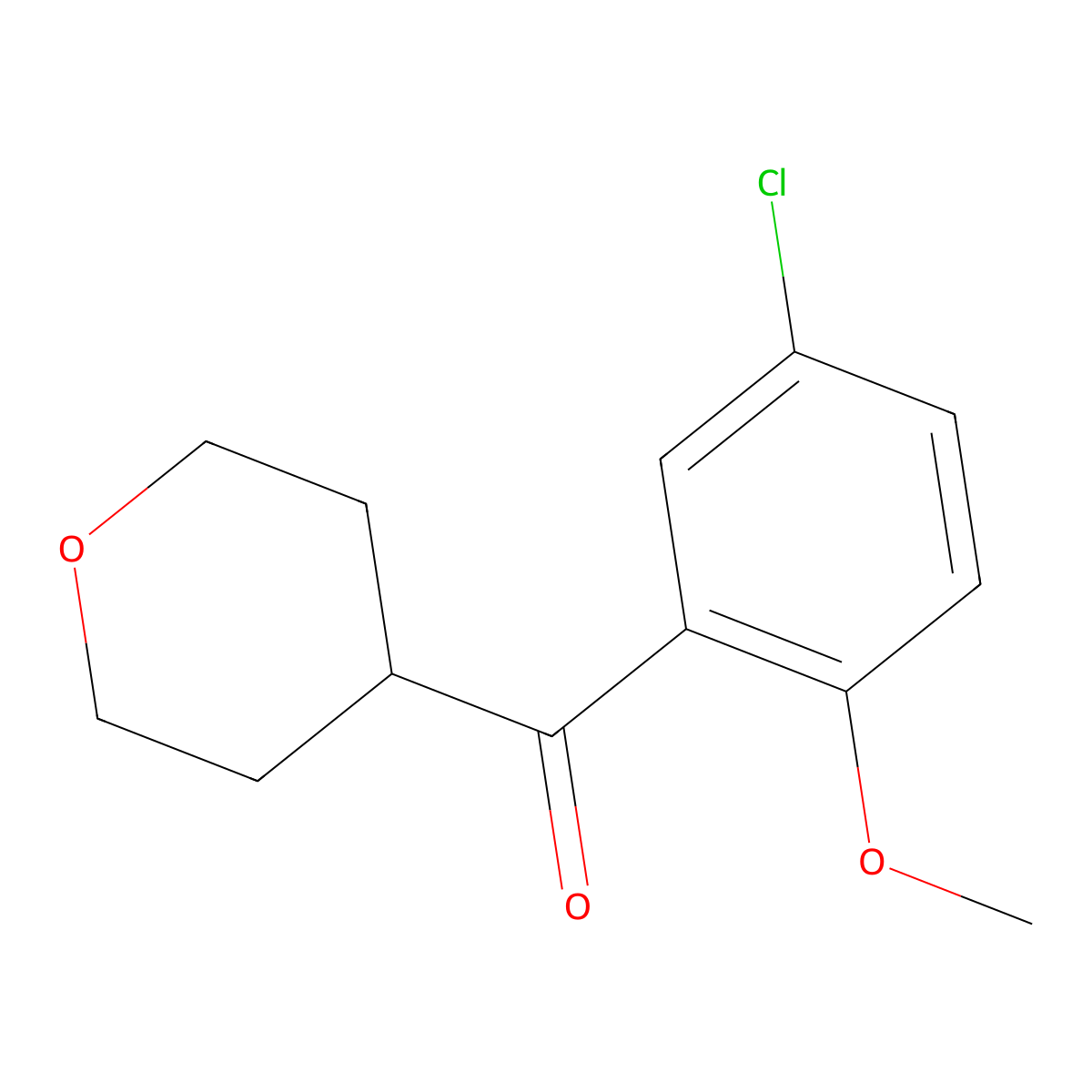 (5-Chloro-2-methoxyphenyl)(tetrahydro-2H-pyran-4-yl)methanone molecular structure, CAS 1486007-23-1