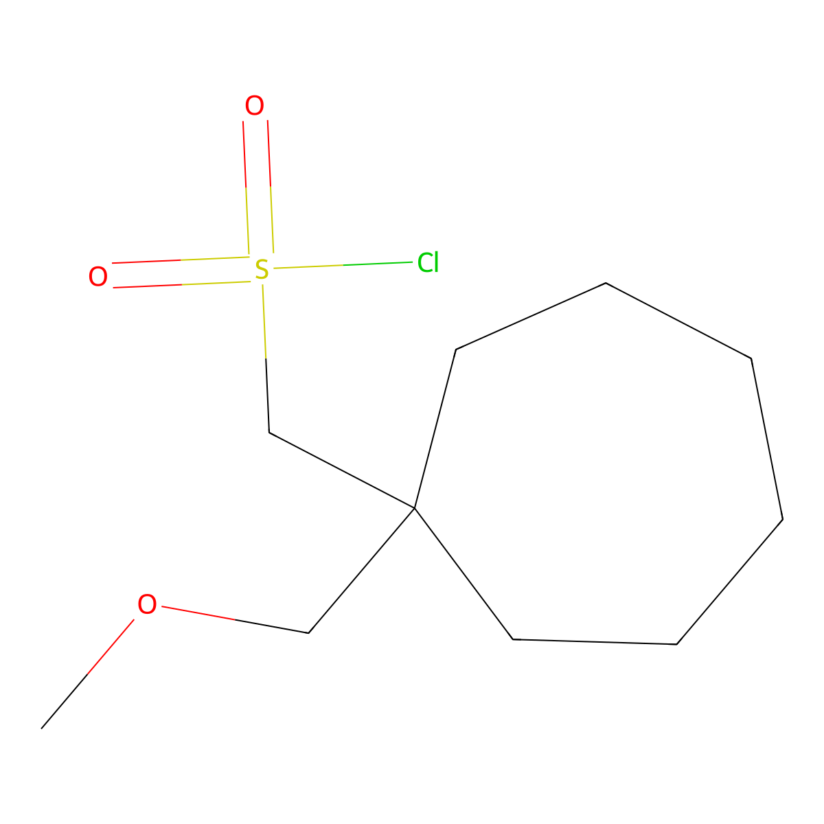 [1-(Methoxymethyl)cycloheptyl]methanesulfonyl chloride molecular structure, CAS 1486030-38-9
