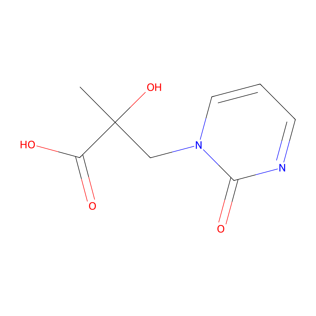 2-Hydroxy-2-methyl-3-(2-oxopyrimidin-1(2H)-yl)propanoic acid molecular structure, CAS 1486061-06-6