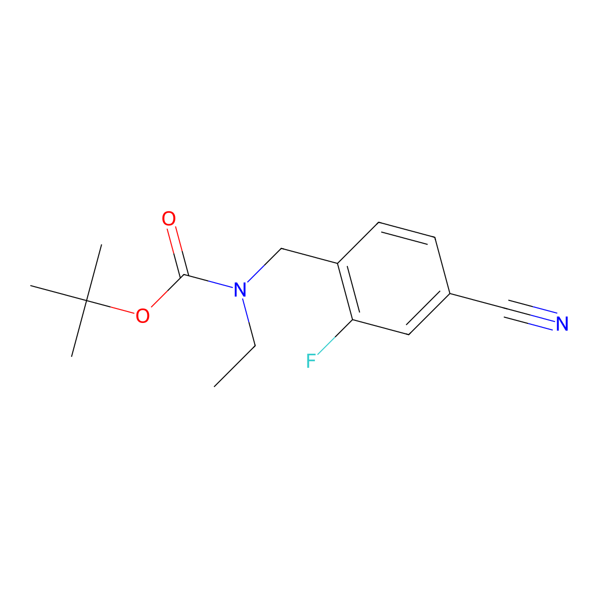 tert-butyl N-[(4-cyano-2-fluorophenyl)methyl]-N-ethylcarbamate molecular structure, CAS 1486081-71-3