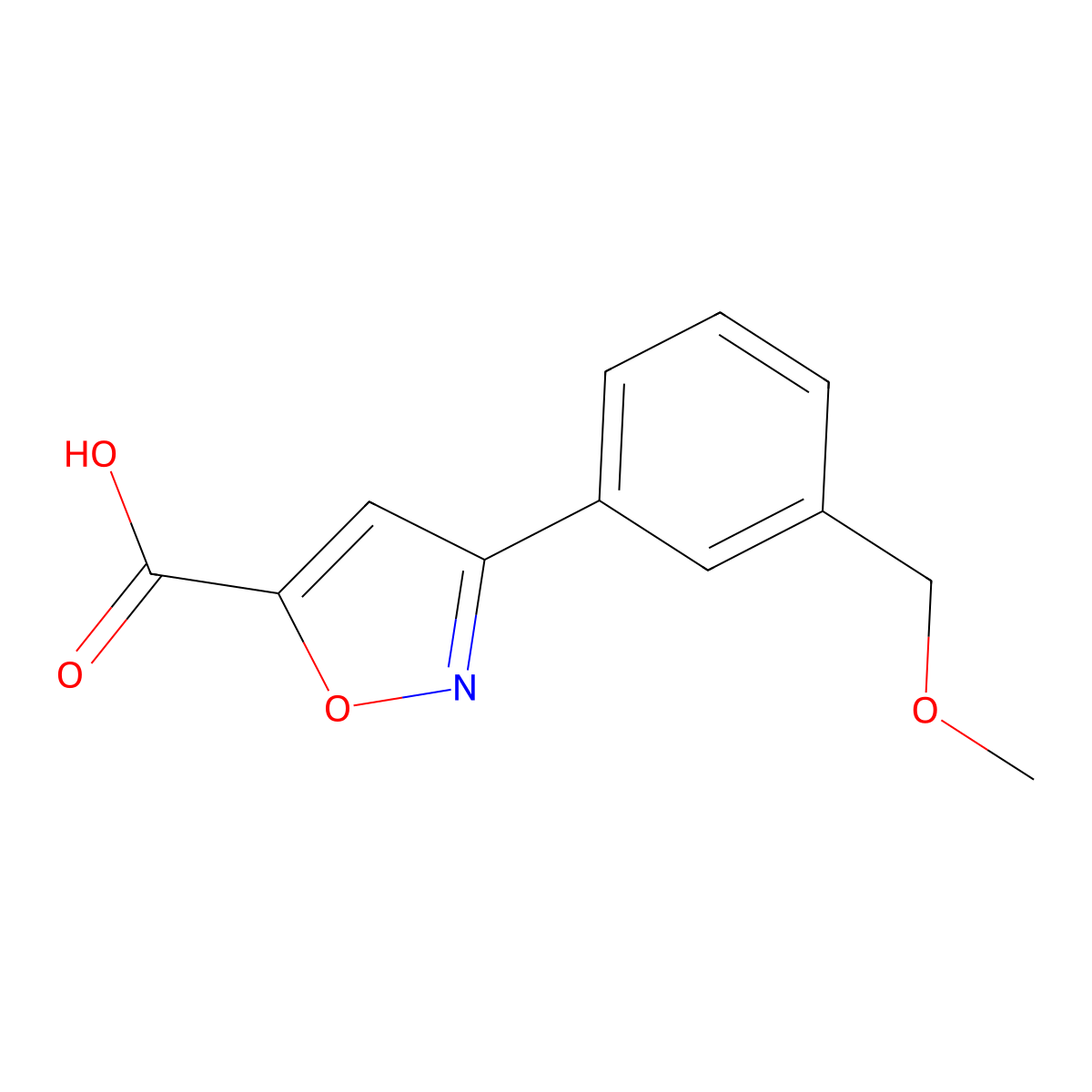 3-(3-(Methoxymethyl)phenyl)isoxazole-5-carboxylic acid molecular structure, CAS 1486097-36-2