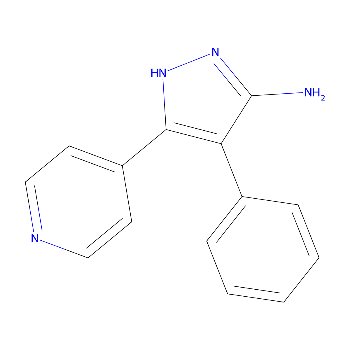 4-Phenyl-5-(pyridin-4-yl)-1H-pyrazol-3-amine molecular structure, CAS 148611-84-1