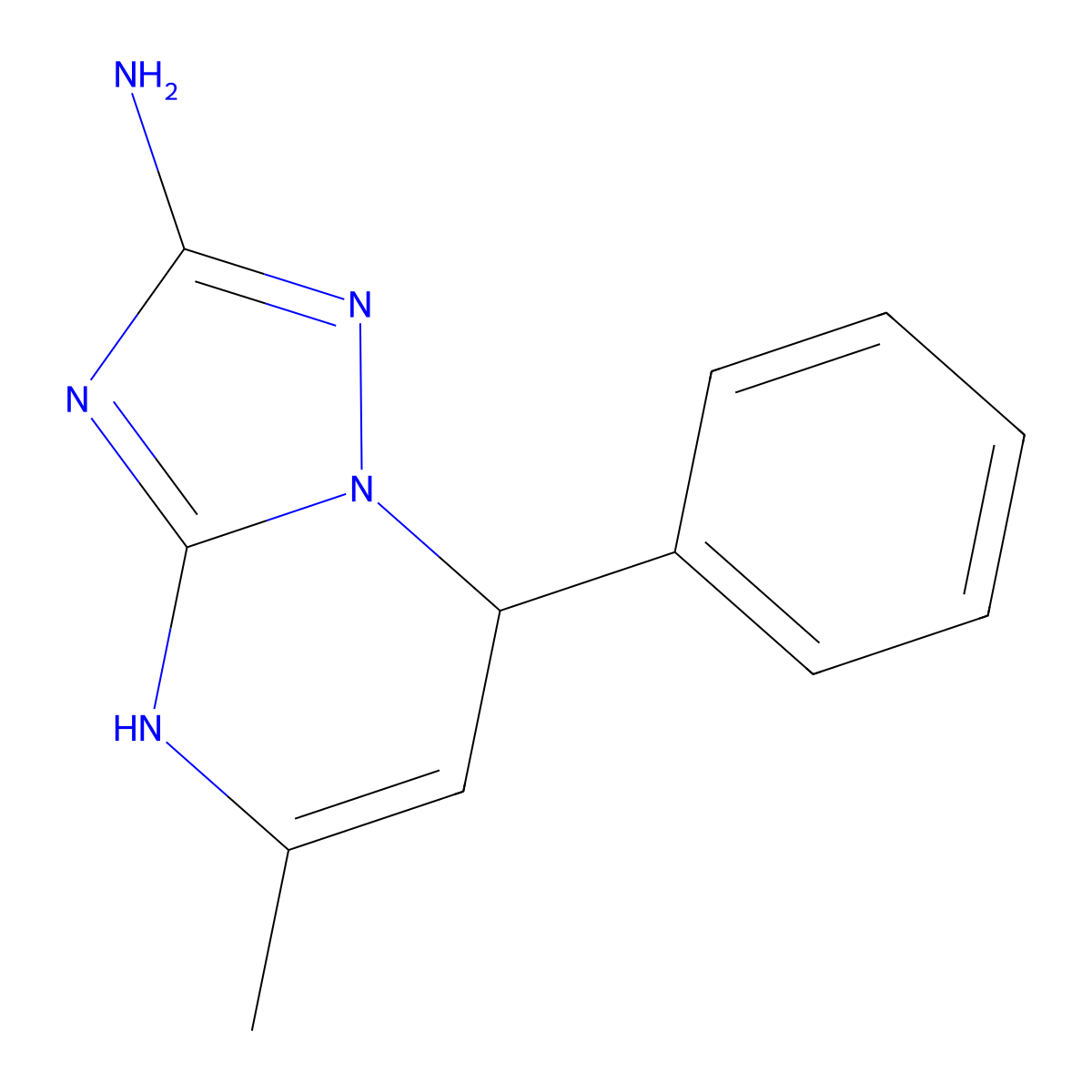 5-methyl-7-phenyl-1H,7H-[1,2,4]triazolo[1,5-a]pyrimidin-2-amine molecular structure, CAS 148612-47-9