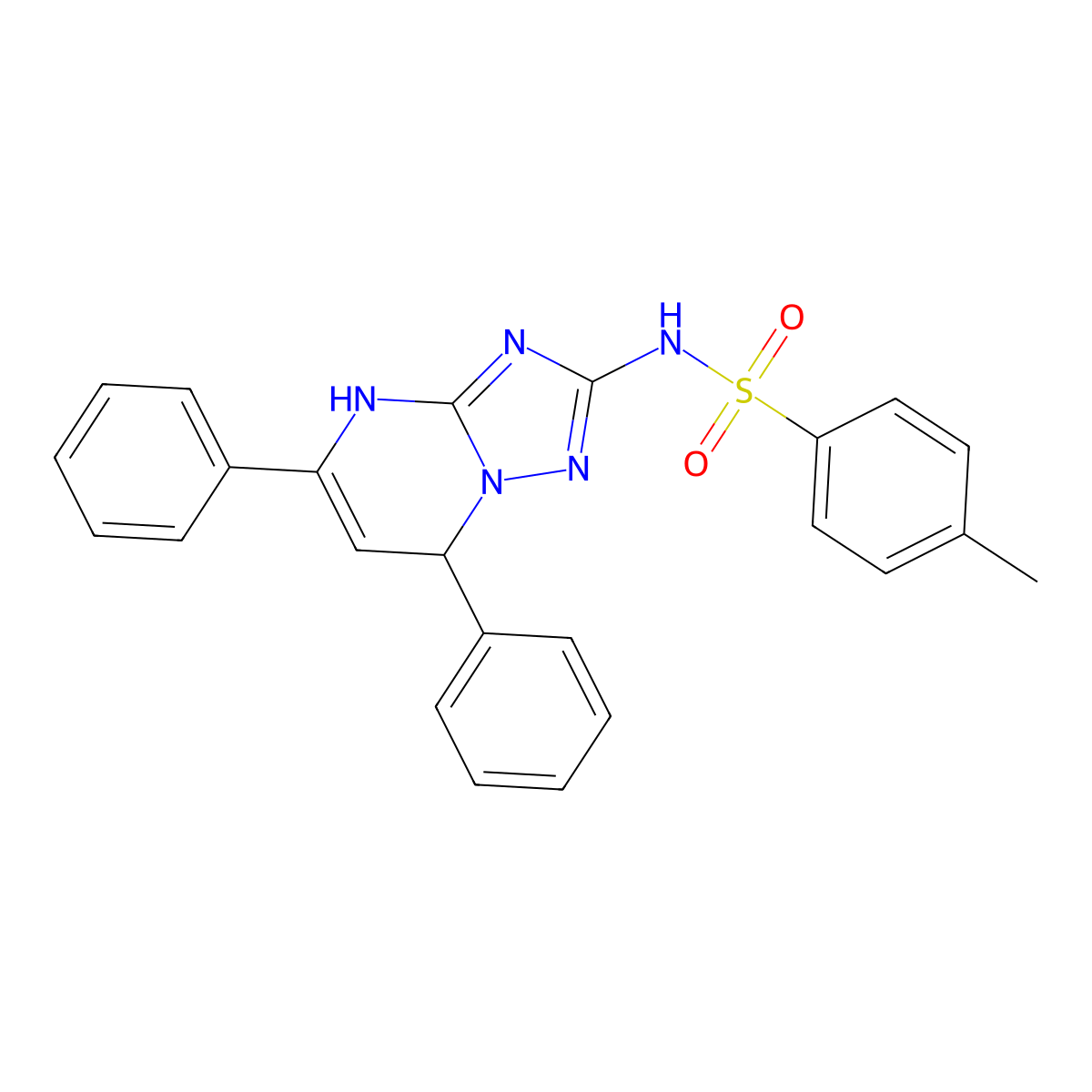N-(5,7-diphenyl-1,7-dihydro-[1,2,4]triazolo[1,5-a]pyrimidin-2-yl)-4-methylbenzenesulfonamide molecular structure, CAS 148612-53-7