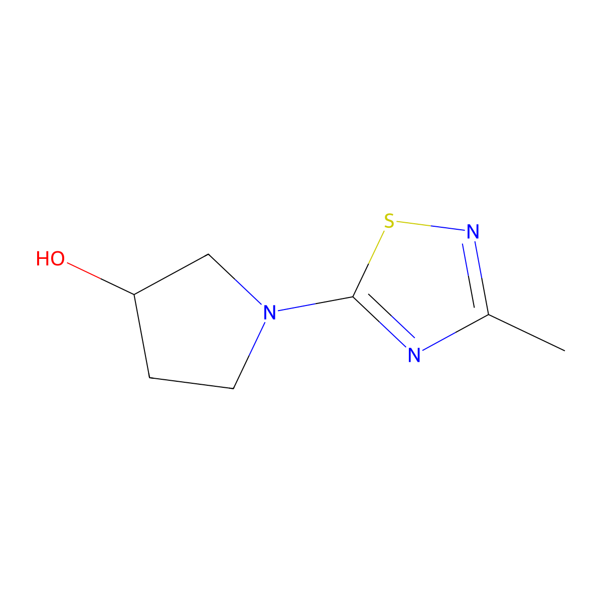 1-(3-Methyl-1,2,4-thiadiazol-5-yl)pyrrolidin-3-ol molecular structure, CAS 1486133-93-0