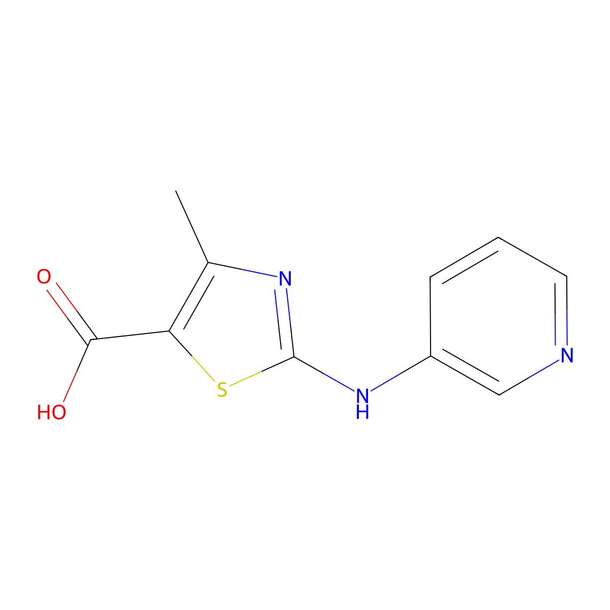 4-Methyl-2-(pyridin-3-ylamino)thiazole-5-carboxylic acid molecular structure, CAS 1486166-35-1