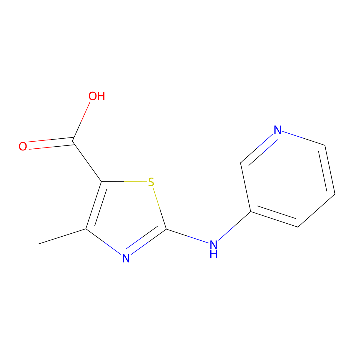 4-Methyl-2-(pyridin-3-ylamino)thiazole-5-carboxylic acid molecular structure, CAS 1486166-35-1