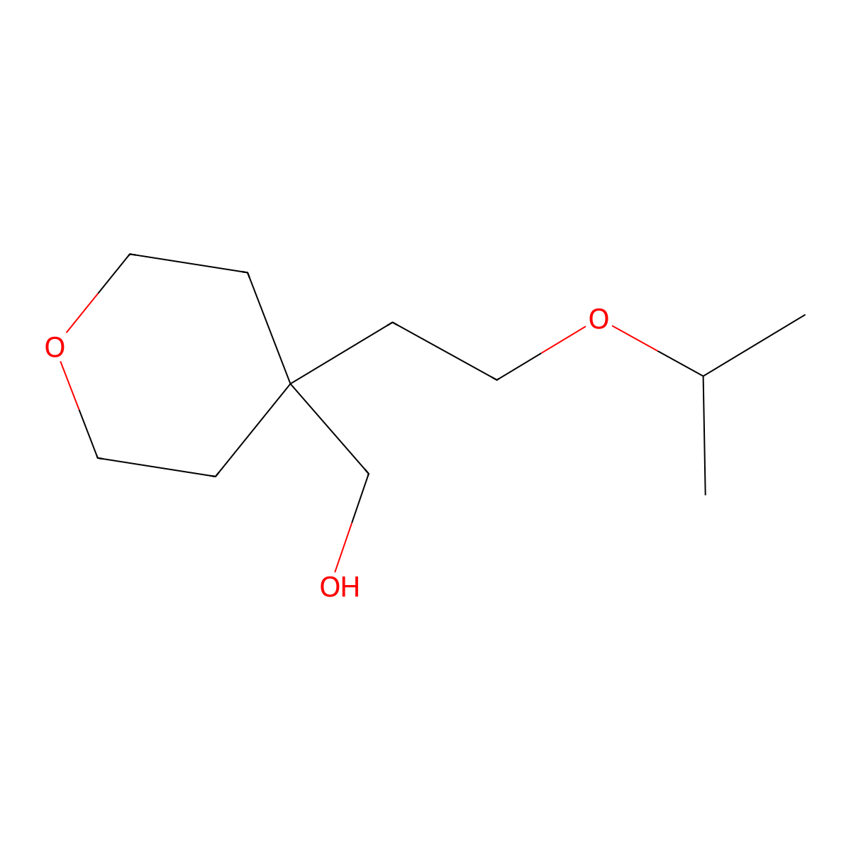 {4-[2-(Propan-2-yloxy)ethyl]oxan-4-yl}methanol molecular structure, CAS 1486167-09-2