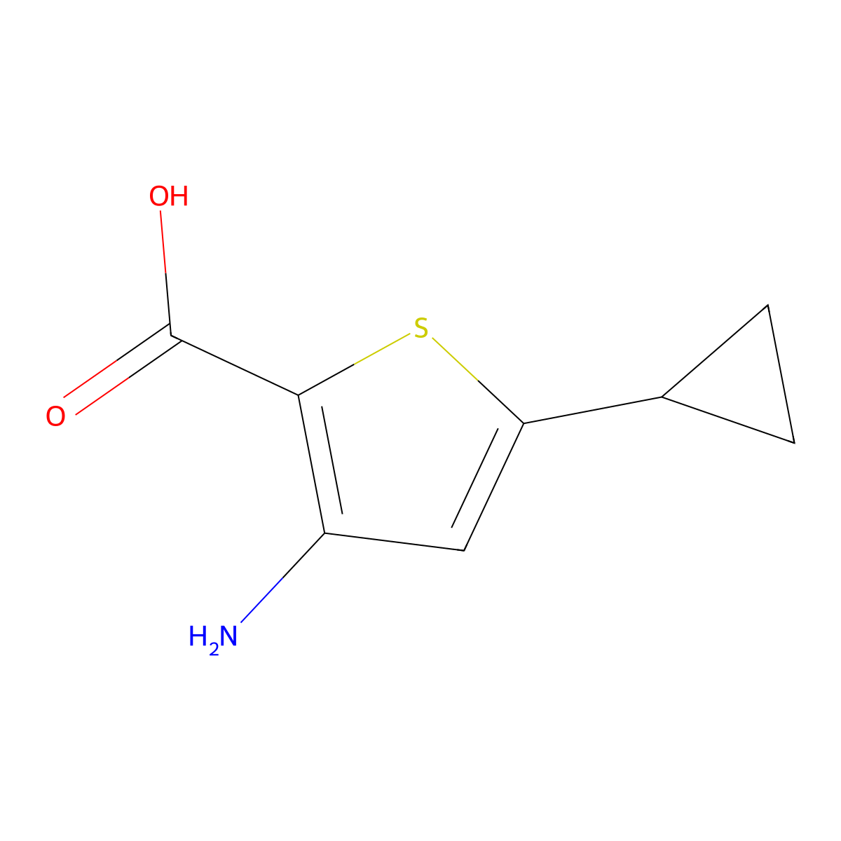 3-Amino-5-cyclopropylthiophene-2-carboxylic acid molecular structure, CAS 1486169-28-1