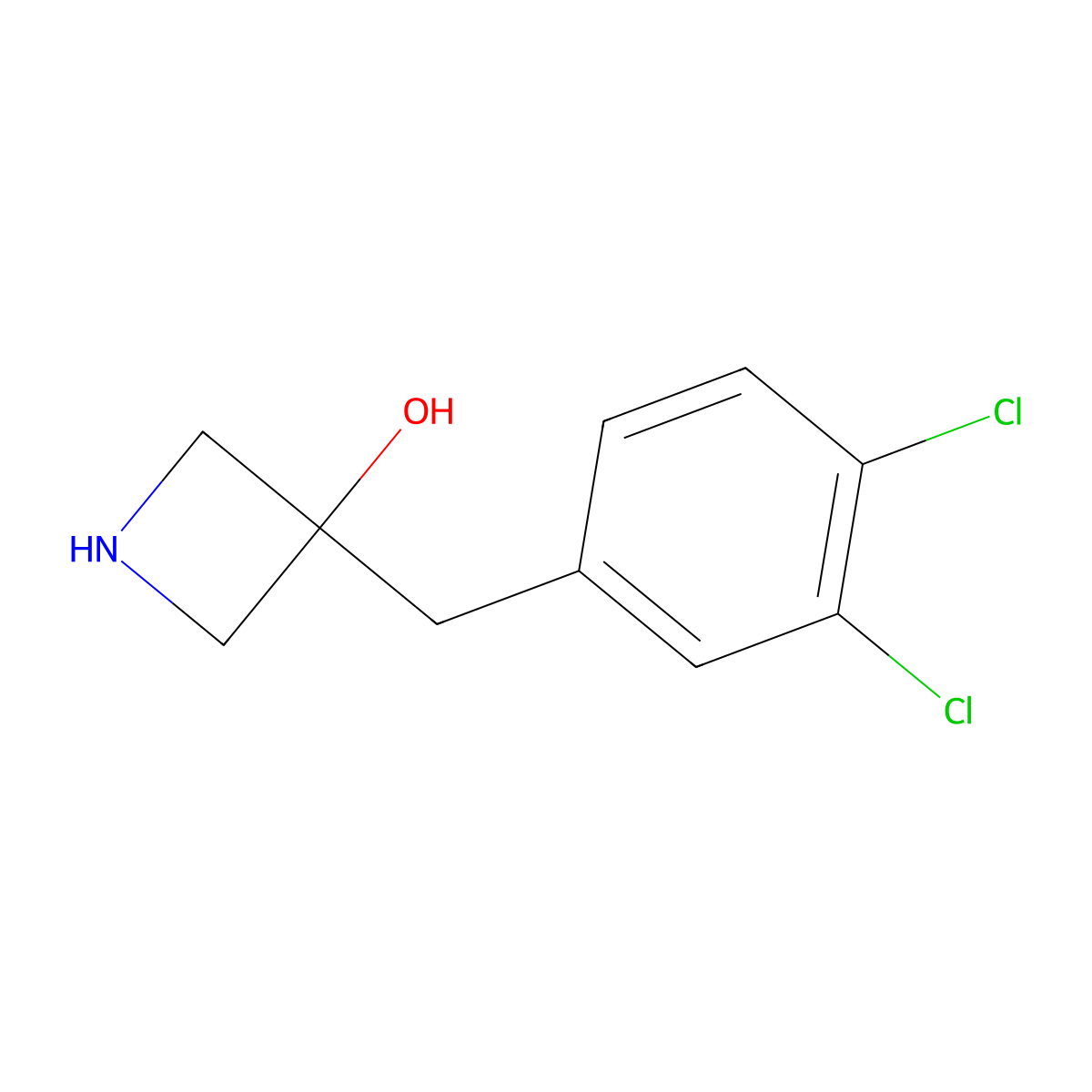 3-[(3,4-Dichlorophenyl)methyl]azetidin-3-ol molecular structure, CAS 1486179-32-1