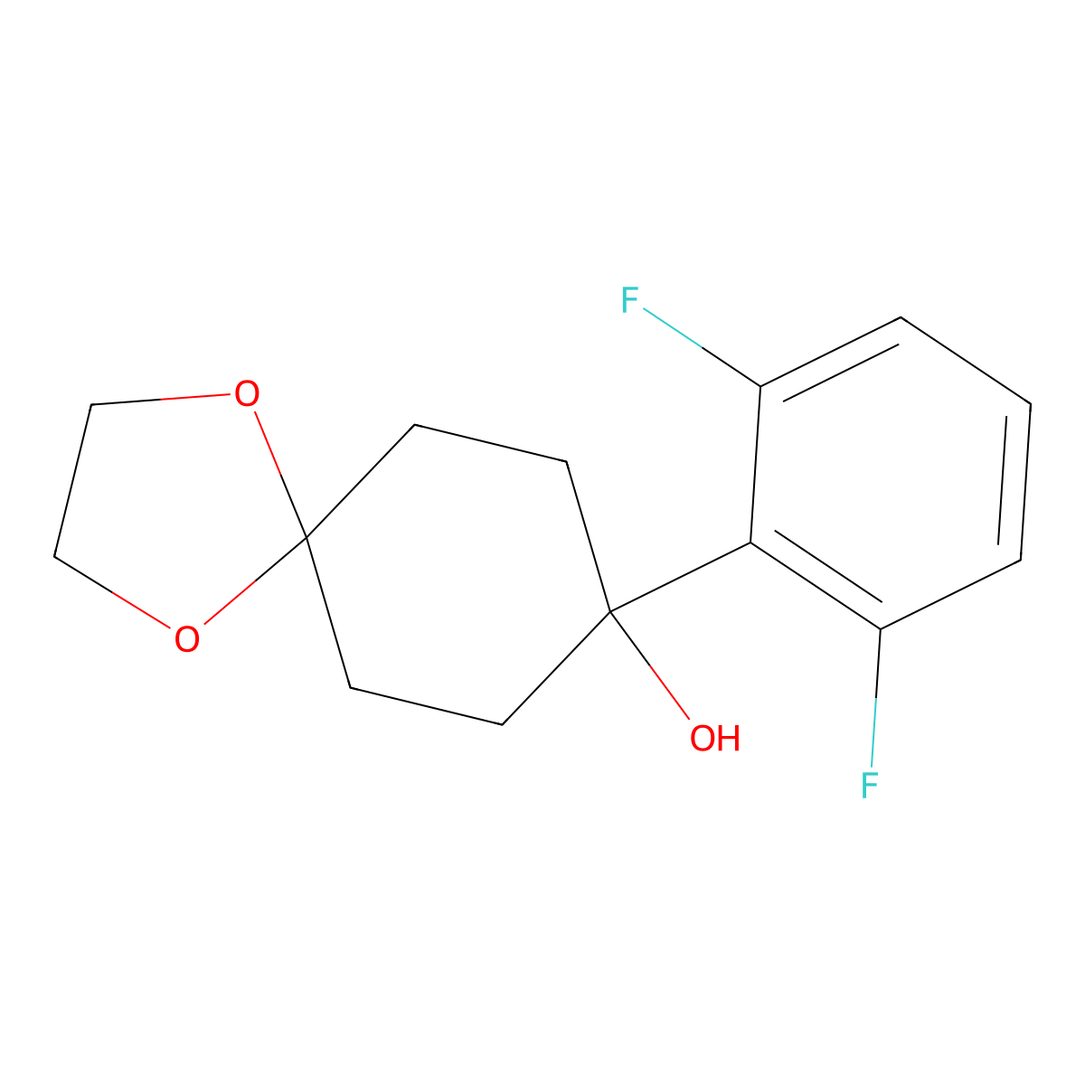 8-(2,6-Difluorophenyl)-1,4-dioxaspiro[4.5]decan-8-ol molecular structure, CAS 1486181-55-8